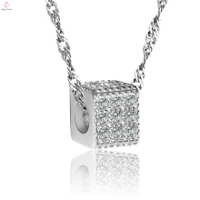 925 Sterling Silver Crystal Square Link Chain Necklace